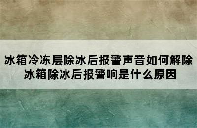 冰箱冷冻层除冰后报警声音如何解除 冰箱除冰后报警响是什么原因